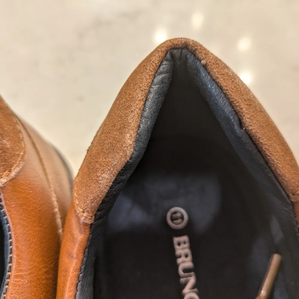 Bruno Marc Brown Leather Oxfords with Lace-Up Design Size 11